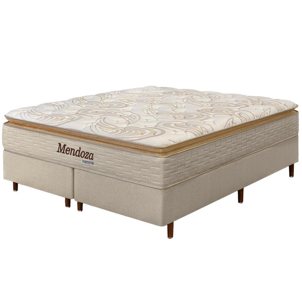 Cama Box + Colchão King Size Mendoza Molas Ensacadas Pillow Top 193x203x71cm - Extra Macio