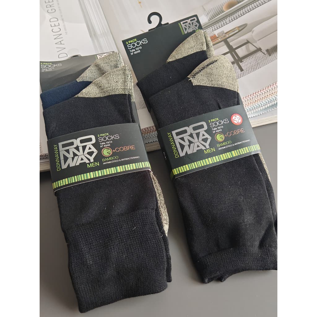 2 pares de meias masculinas de fibra de bambu boca solta meias para idosos meias de tubo médio meias quentes de inverno