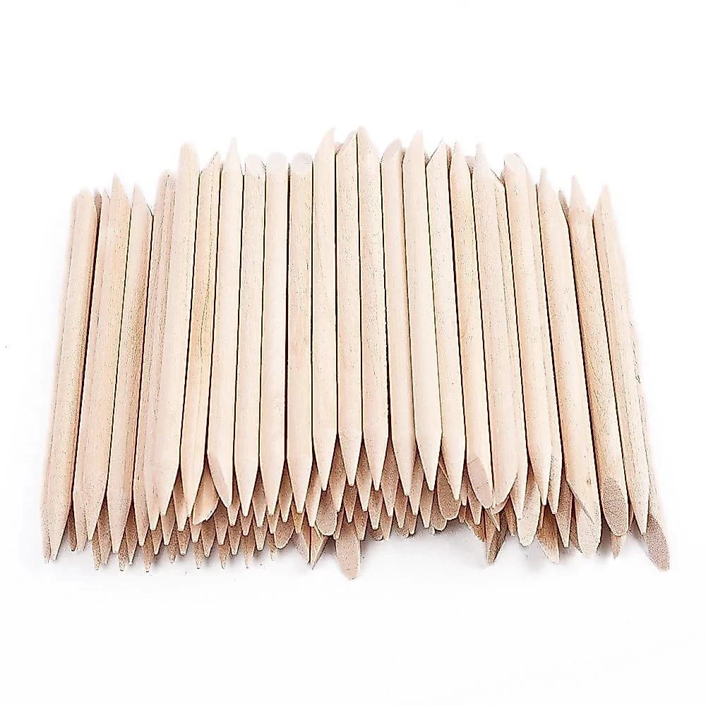 Kit Palitos de Unha Bambu Ponta Chanfrada e Pontiaguda para Manicure 12,5cm - 100, 300 ou 500 Unidades