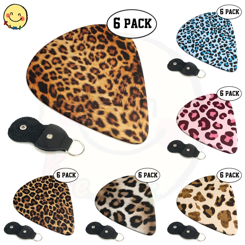 Palhetas Para Guitarra Com Estampa De Leopardo , 6 Pacotes-0.46 Mm 0.71 0.96 , Presente Exclusivo Baixo , Guitarras Elét