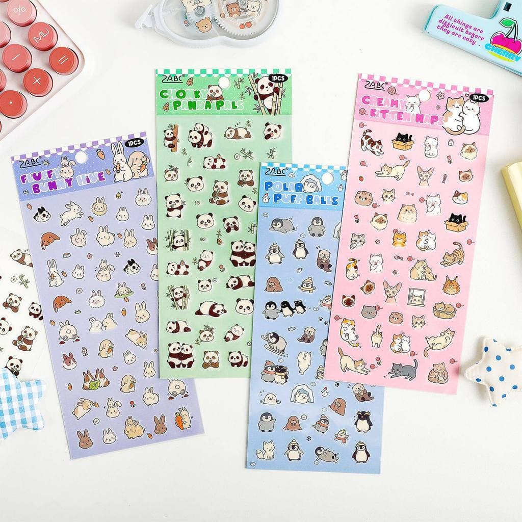 Bonito filhote de cachorro gato guaxinim manual adesivo Material adesivo diy copo de água diário cuco cartão manual do t