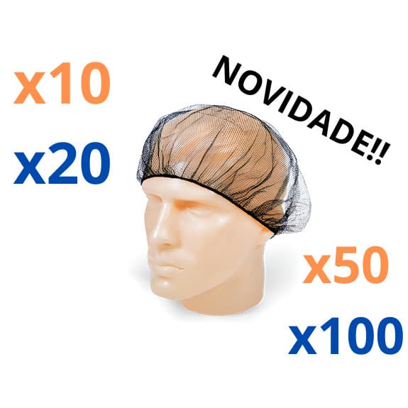 Kit Touca Redinha Nylon Preta Talge Protetora Capilar Cozinha Alimenticia Industria Restaurante