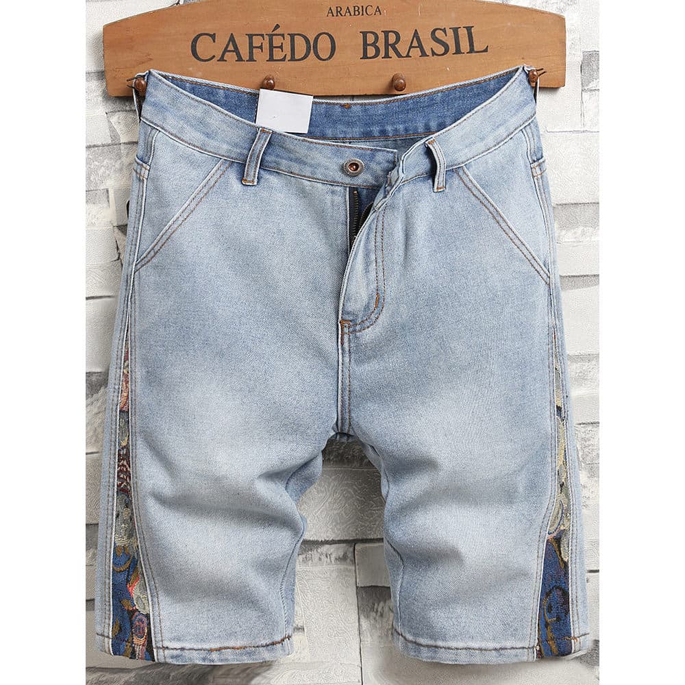 2026 novo estilo Shorts jeans masculinos verão estilo fino 5 pontos cinco pontos calças médias calças cortadas estilo ma