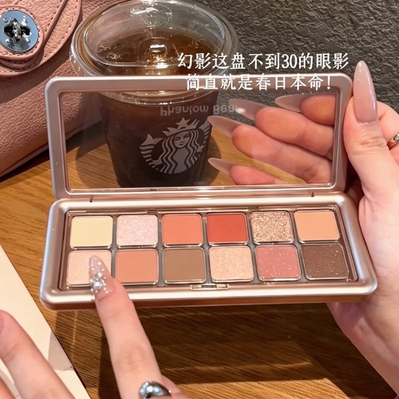 Fantasma urso baixo saturado cinza rosa damasco pêssego 12 cores paleta de sombras festa de estudante prático cor Nude n