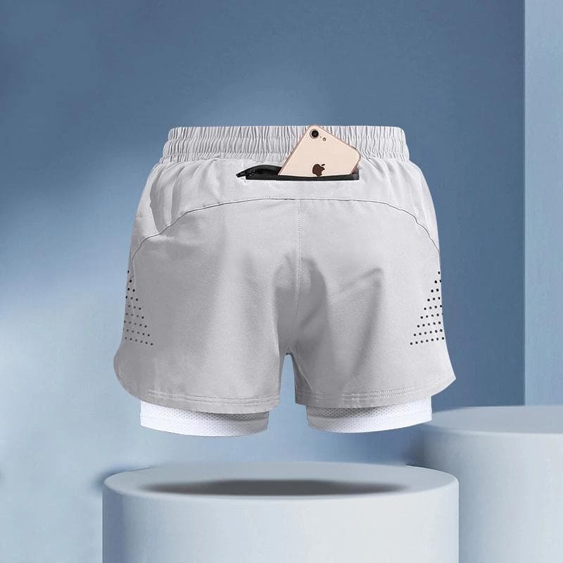 Shorts de corrida masculino profissional maratona pista e campo calças de três pontos cinto falso de duas peças esportes