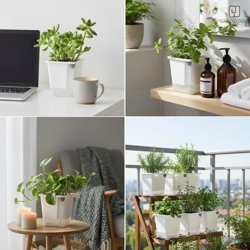Vasos De Plástico Transparente Com Rega Automática , Pacote 3 , Conjunto De Flores Para Armazenamento De Água De Camada