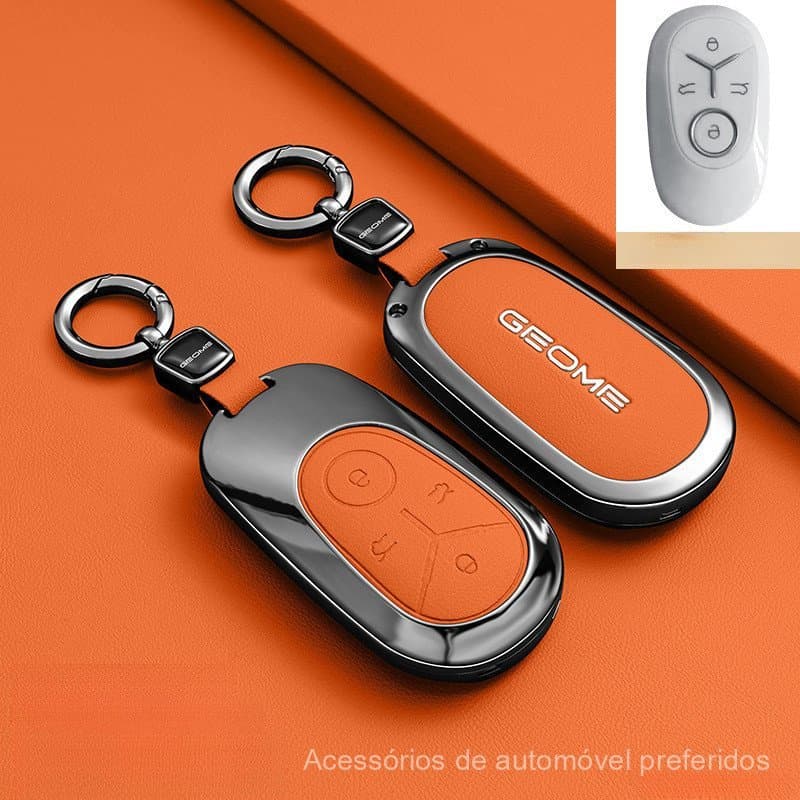 Capa para Chave de Carro Geely 2025 para EX2/EX2 Pro/Max Geome EV, Capa de Controle Remoto em Liga de Zinco e Couro UDGL
