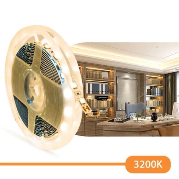 Fita led 5050 5 metros 12v branco natural e ip65 perfil led