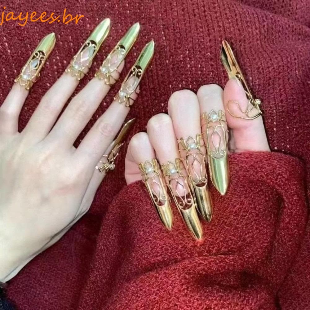 JAYEES 5/10pcs Acessórios Para Unhas , Anéis De Vintage Ajustáveis , Conjunto De Armadura Estilo Chinês Tradicional