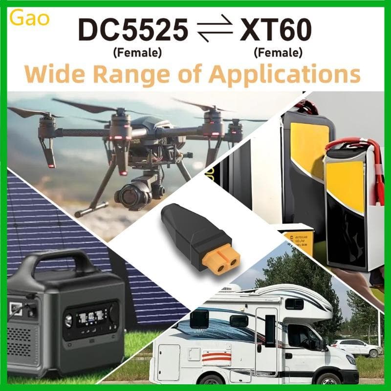 Componente ABS Integrado Acoplamento Energia Gao XT60M DC5525 Para Juntar Os Dois Sistemas Contato Elétrico