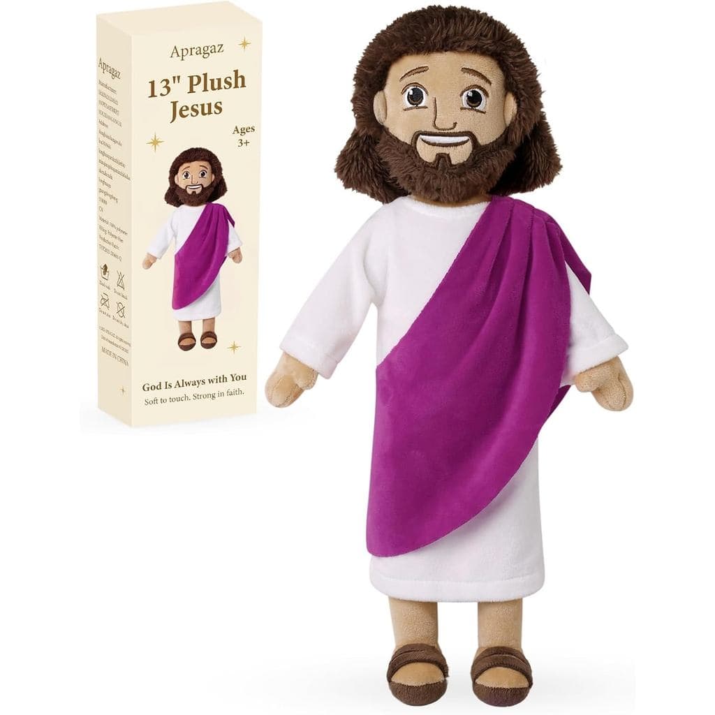 Boneco de Pelúcia Jesus Apragaz de 13", Pelúcias de Jesus para Crianças, Brinquedo Cristão Macio e Confortável, Presente