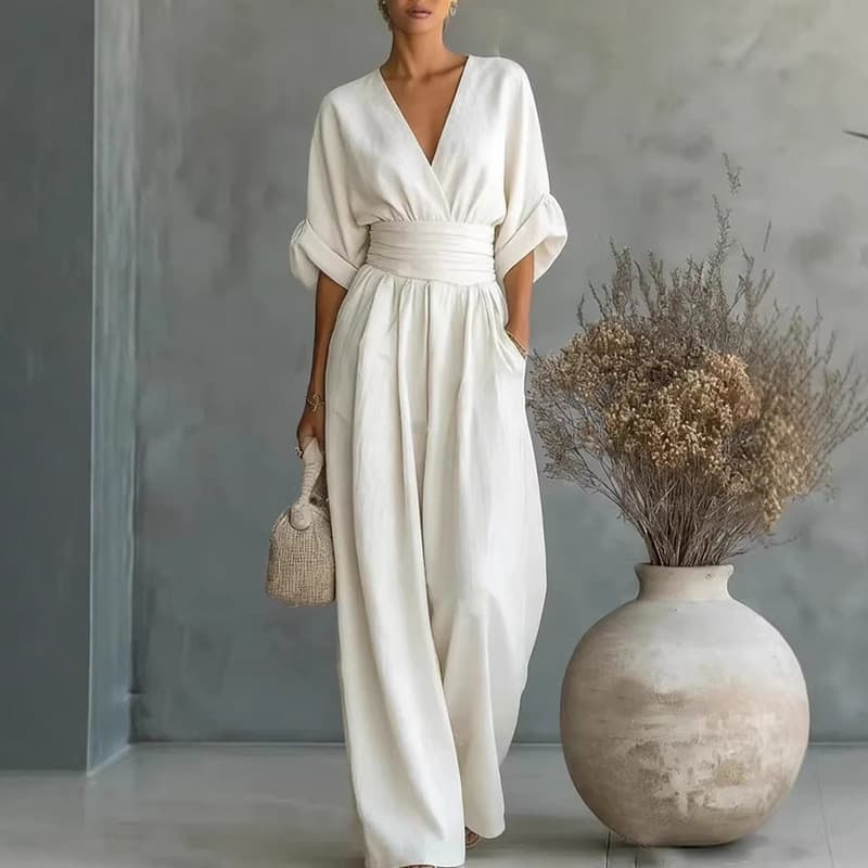 Moda Feminina Europeia e Americana 2026, Macacão Feminino para Comércio Exterior, Macacão Feminino de Perna Larga com De