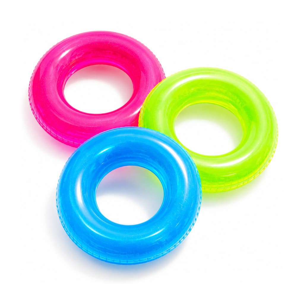 Boia Inflável Neon 90cm Colorida Boia de Cintura Para Piscina Praia Verão Lazer Calor