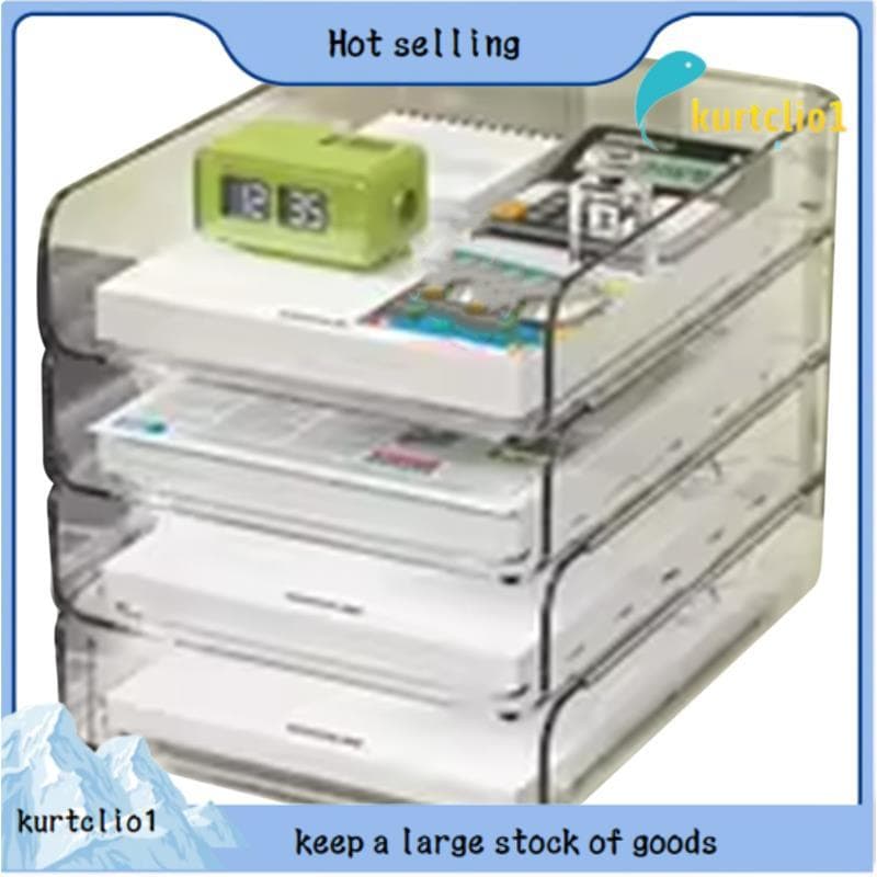 Organizador De Arquivo Transparente Acrílico De 4 Camadas , Bandeja De Carta Organizadora De Papel Para Mesa , Solução D