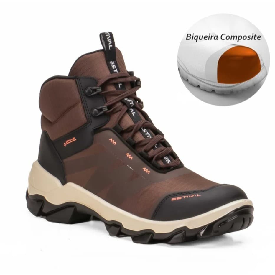 Bota de Segurança Hybrid Future Brown Estival - Brinde Palmilha PU - Marrom Composite CA 47901