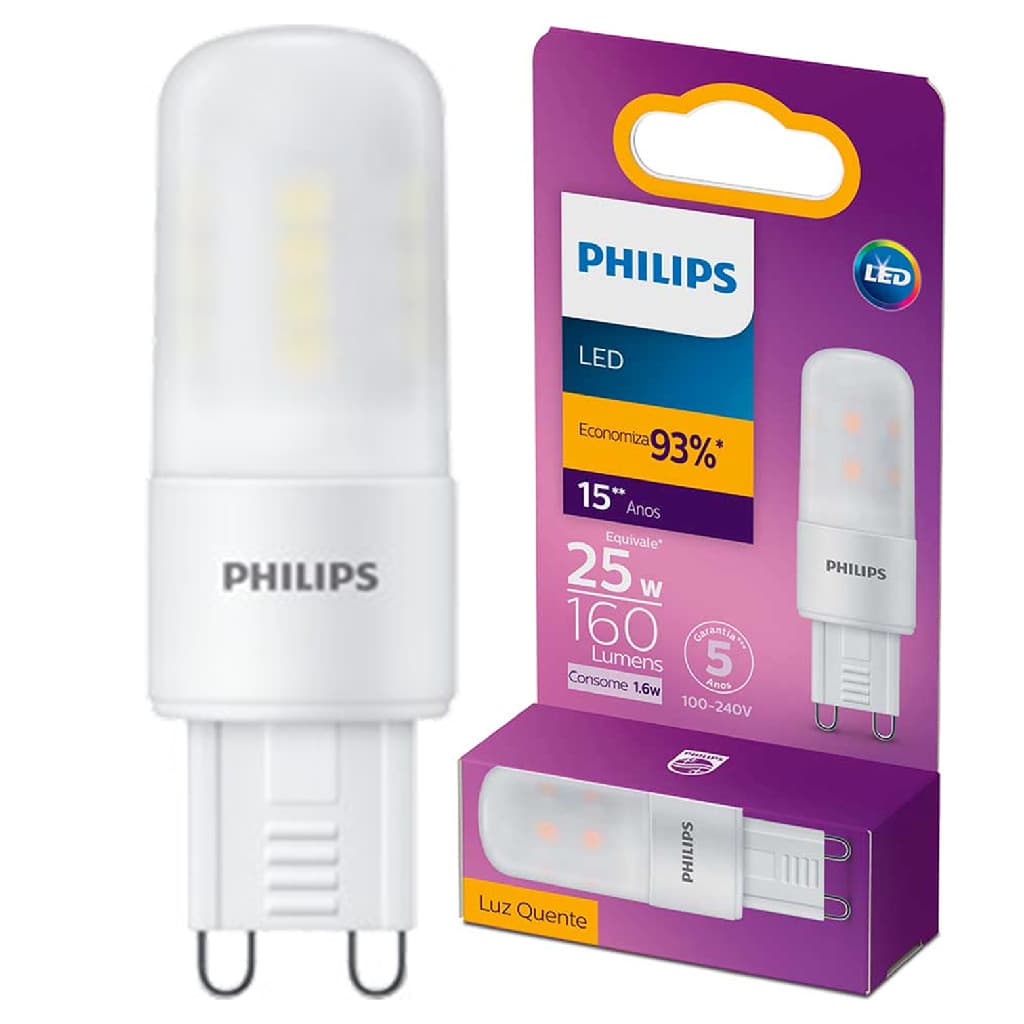 Lampada Led Philips Halopin G9 1.6w Quente 2700K Amarela