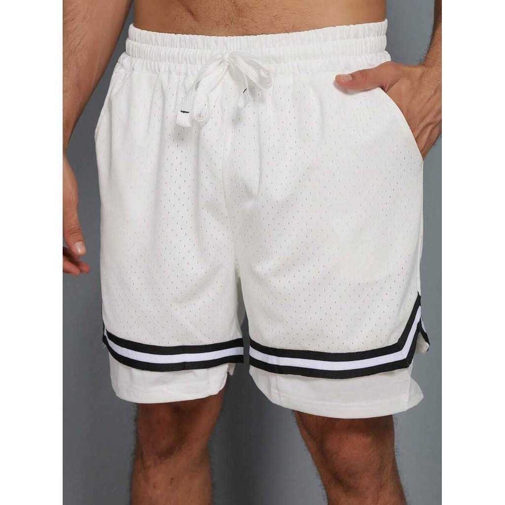 Shorts esportivos masculinos simples e versáteis | Design de malha respirável Estilo de basquete confortável e moderno |
