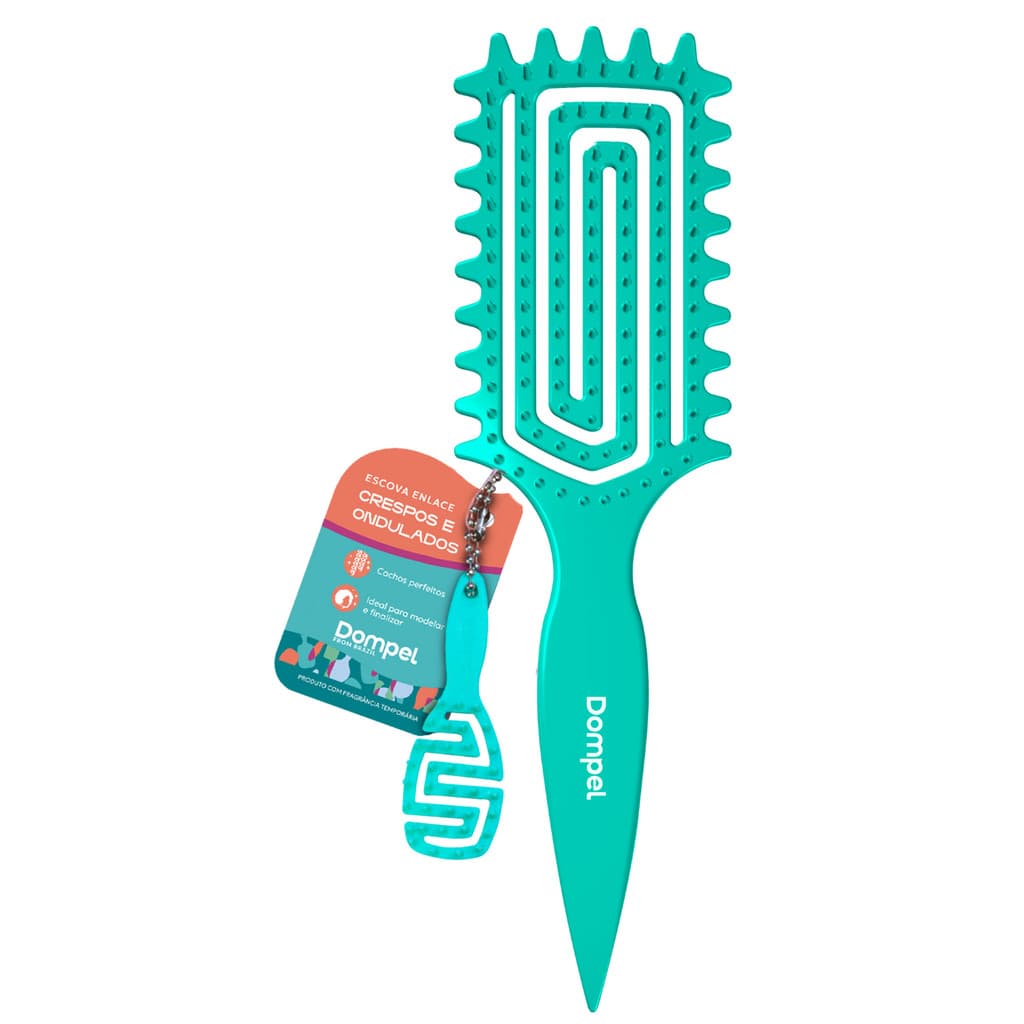 Escova De Cabelo Flexível Enlace Para Cachos Crespos Cacheados Fitagem Dompel Anti Estática Verde