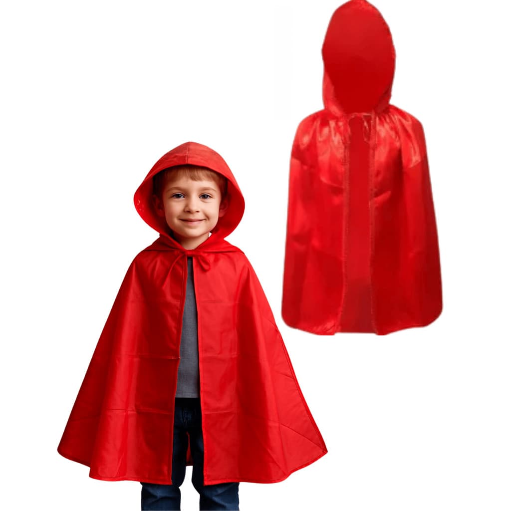 Fantasia Capa Chapeuzinho Vermelho Infantil Capuz Carnaval Cosplay Festa Aniversário