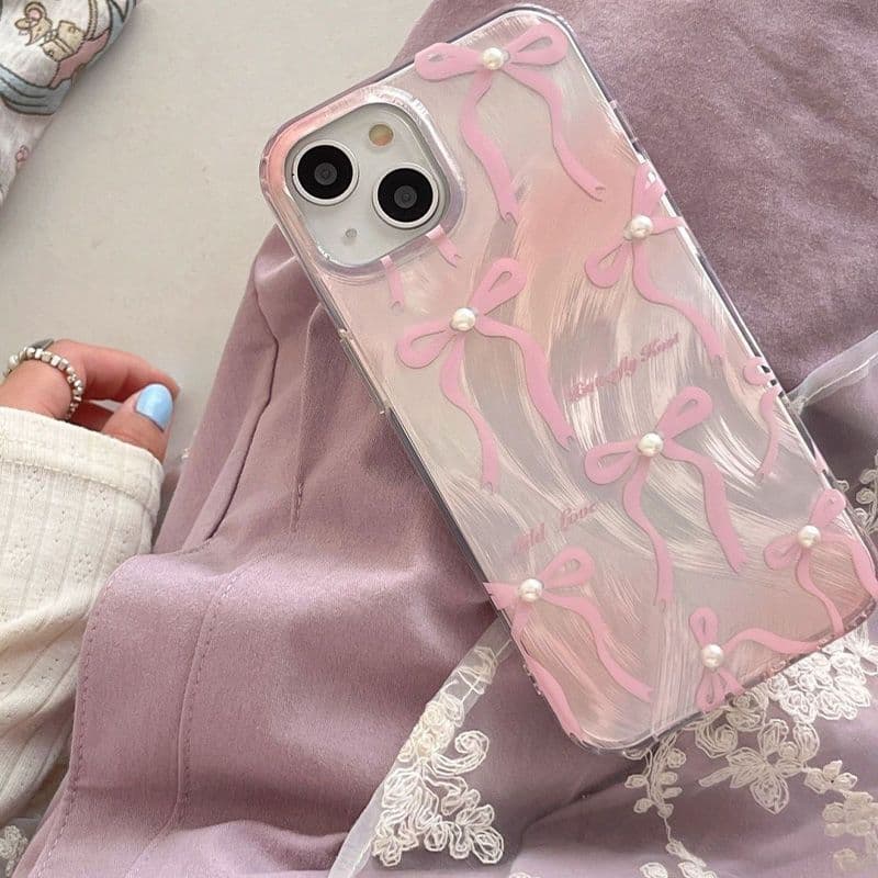 Capinha Laço rosa iPhone 16 15 17 14 13 12 11 Pro Max iPhone 7 8 plus Anti-impacto Capa
