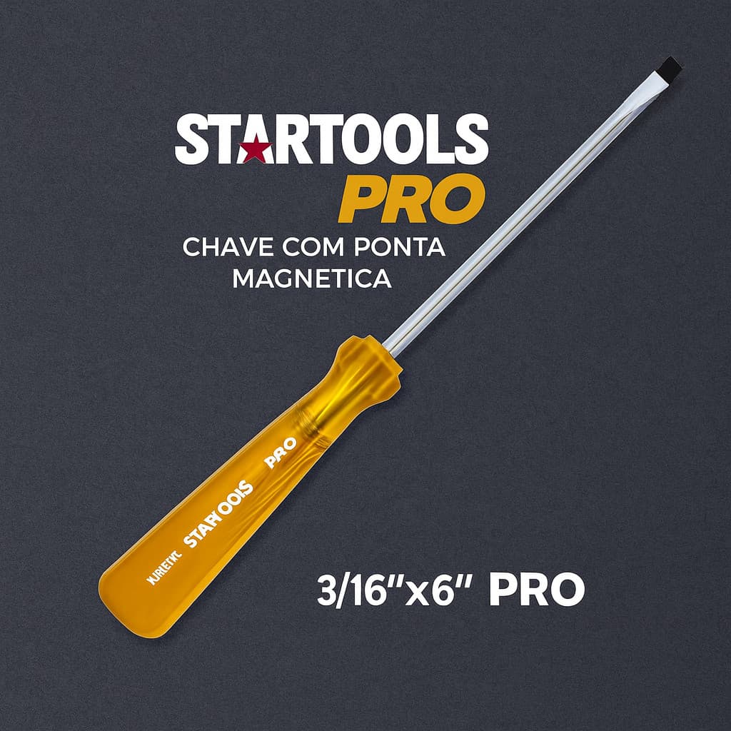 Ferramenta Chave Fenda Com Ponta Magnética Pro 3/16 x 6´ Aço Cromo Startools