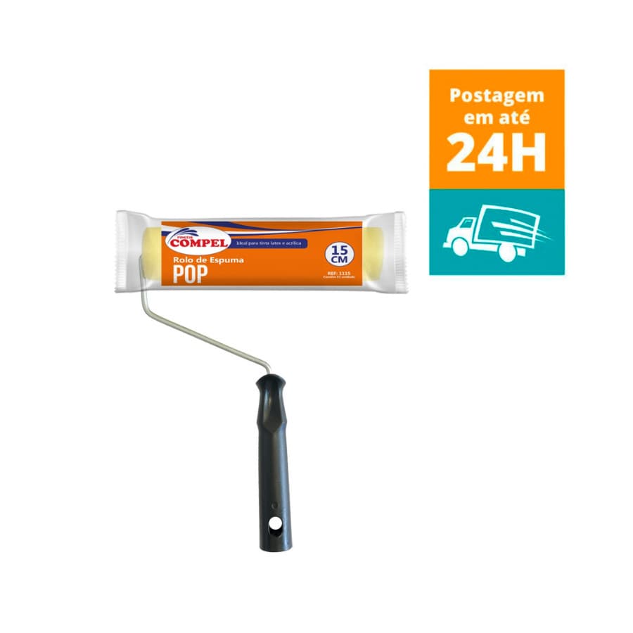 Rolo de Pintura Espuma 05/09/15cm Compel Liso Tinta Látex Acrílica Compel Rolinho