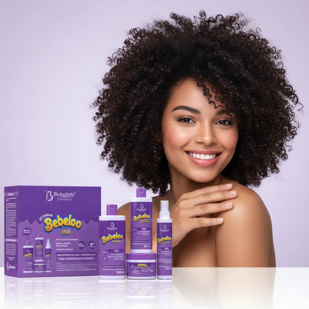 Kit Capilar 4 Itens Bebeloo Cheiro de Babaloo Uva Ação Antifrizz Shampoo Condicionador