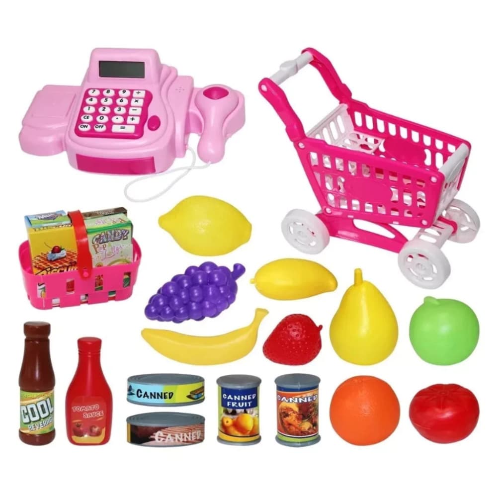 Caixa Registradora Infantil Luz E Som Com Mercadinho e Carrinho De Compras Art Brink
