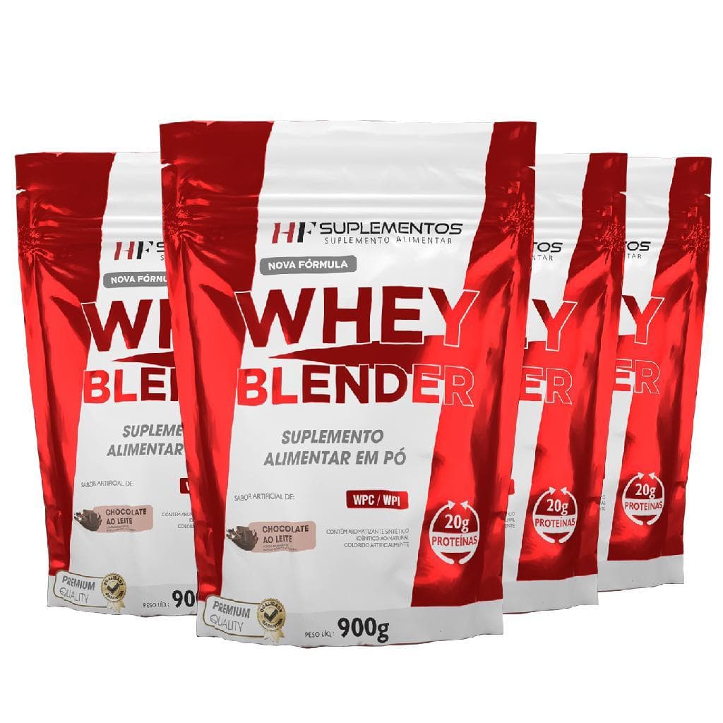 4X WHEY BLENDER CONCENTRADO CHOCOLATE 900G HF SUPLEMENTOS