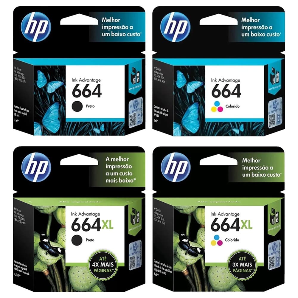 Cartucho HP Original 664 Preto e Colorido