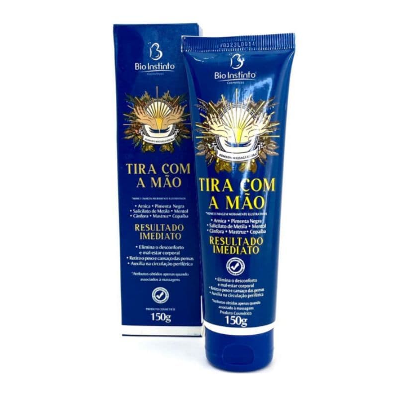 Pomada Massageadora Tira Com A Mão 150g Bio Instinto Original Alívio Imediato Dores Musculares Articulações Canela De Ve