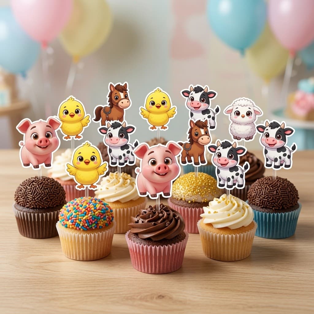 ENVIO 24H Topo de docinhos Fazendinha Topper doce personalizado palitinho personagem tema menina menino fazenda