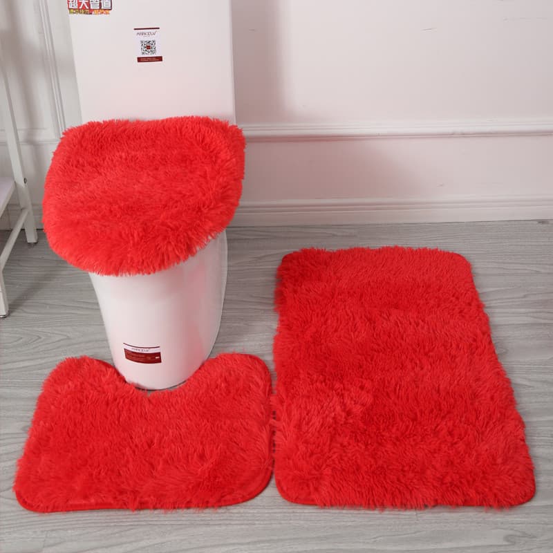 Banheiro banheiro banheira estilo nórdico tapete pvc antiderrapante conjunto de três peças tapete de lã de seda