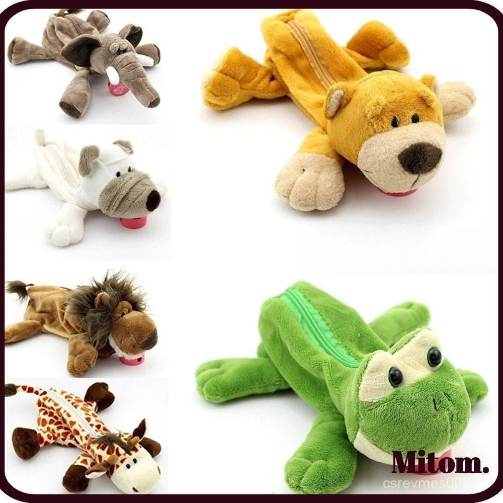 Sacos De Lápis MITOM , Bolsa Kawaii De Animal Florestal , Papelaria De Macaco De Leão De Pelúcia Fofo De Grande Capacida