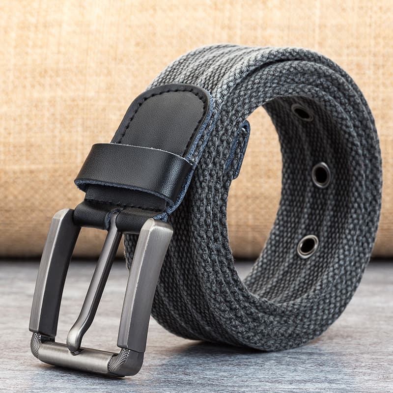 Novo estilo cinto de lona masculino pino fivela angustiado lavado cinto calças casuais cinto na moda fabricante pronto e