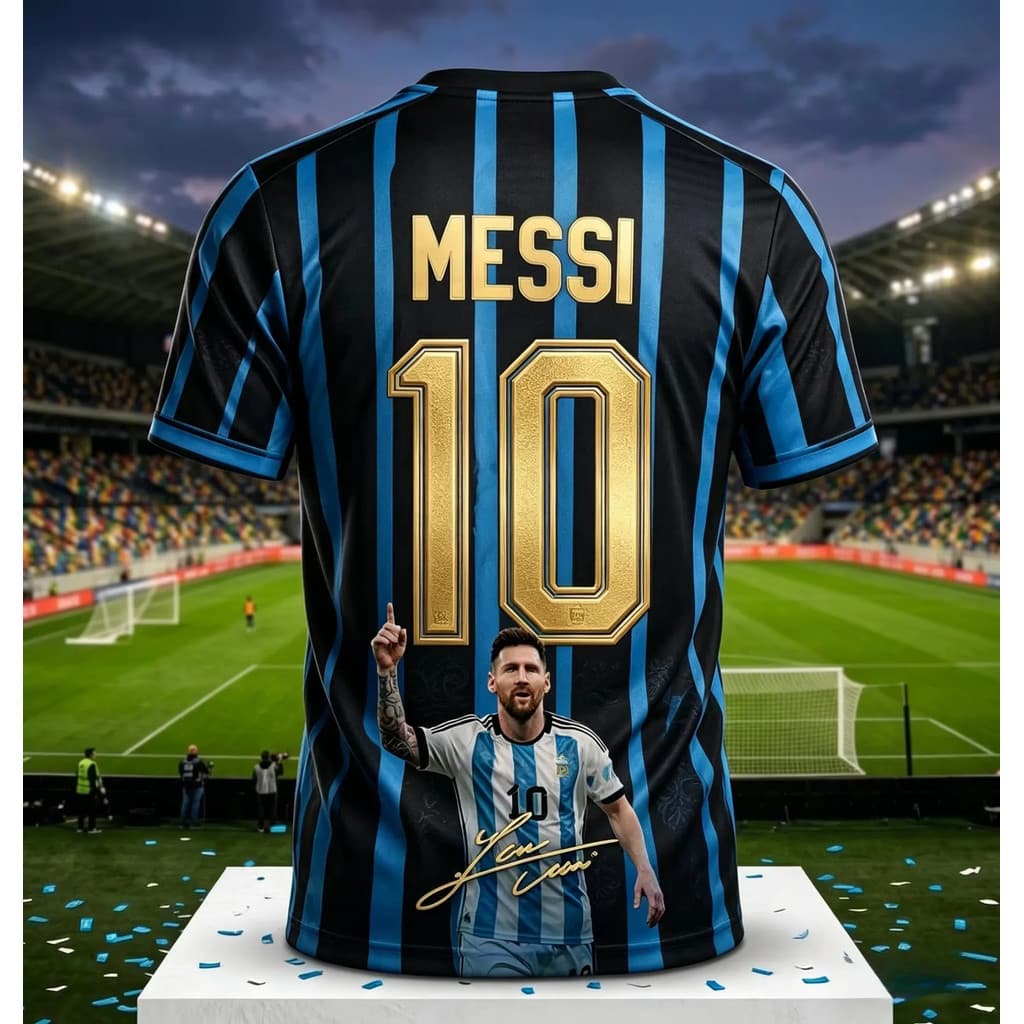 Camisa De Futebol Argentina No . 10 2026 | Camiseta De Casal Unissex Com Estampa 3D Listrada Azul E Branca Para Fãs Da C