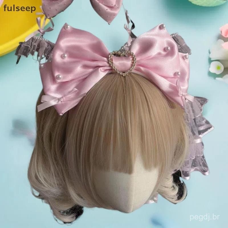 [fulseep] 1 Peça Princesa Super Grande Borboleta Nó Pérola Acessórios Para Cabelo Feminino Lolita Empregada Cosplay Chap