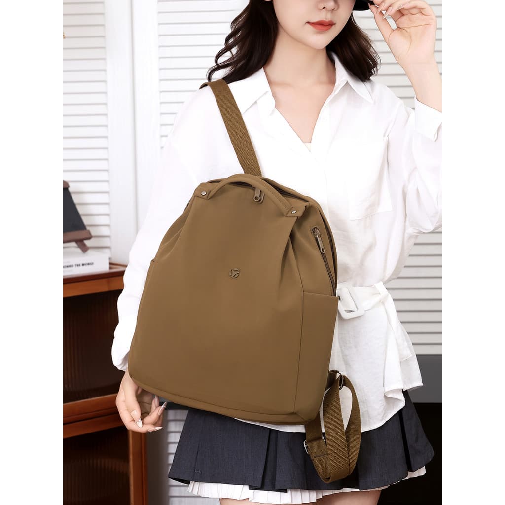 Mochila feminina All-Match saco de pano de náilon textura preguiçosa pequena mochila à prova dwaterproof água grande cap
