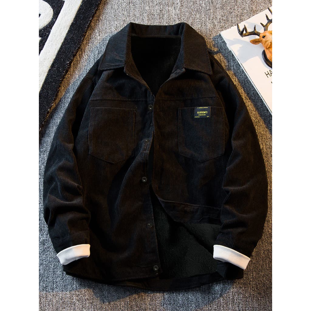 HPCP Camisa de manga comprida de veludo de inverno forro de lã masculino engrossado 2025 nova camisa masculina Casual ja
