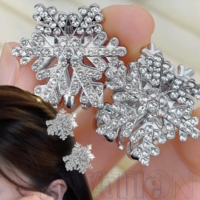 4-1Pc Mini Floco De Neve Strass Grampo De Cabelo-Coreano INS Brilhante Chapéu De Natal-Clipe Lateral De Franja-Doce Requ