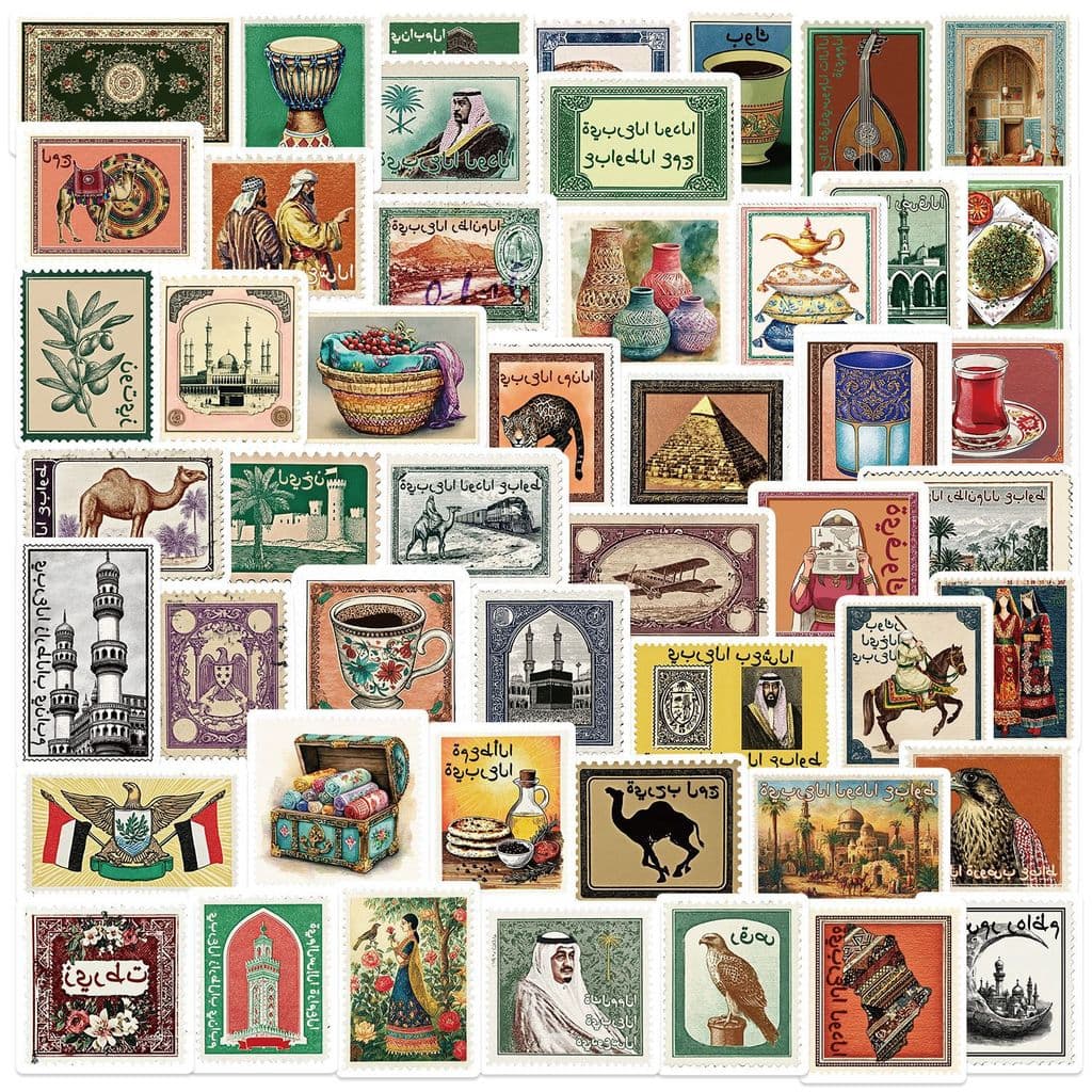 50 Peças Adesivos Estilo Carimbo De Cultura Árabe Para Decoração De Guitarra Notebook Bagagem Faça Você Mesmo À Prova D'