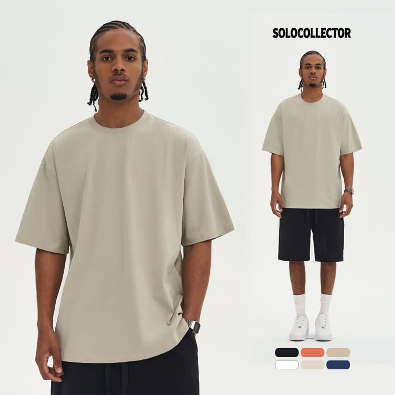 Primavera verão novo estilo penteado algodão cor sólida solta camiseta na moda