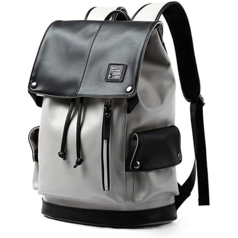 Mochila De Couro MOYYI Cabe Em Laptop De 15.6 Polegadas Vintage Com Aba À Prova D'água Para Homens Viagem Casual Preta