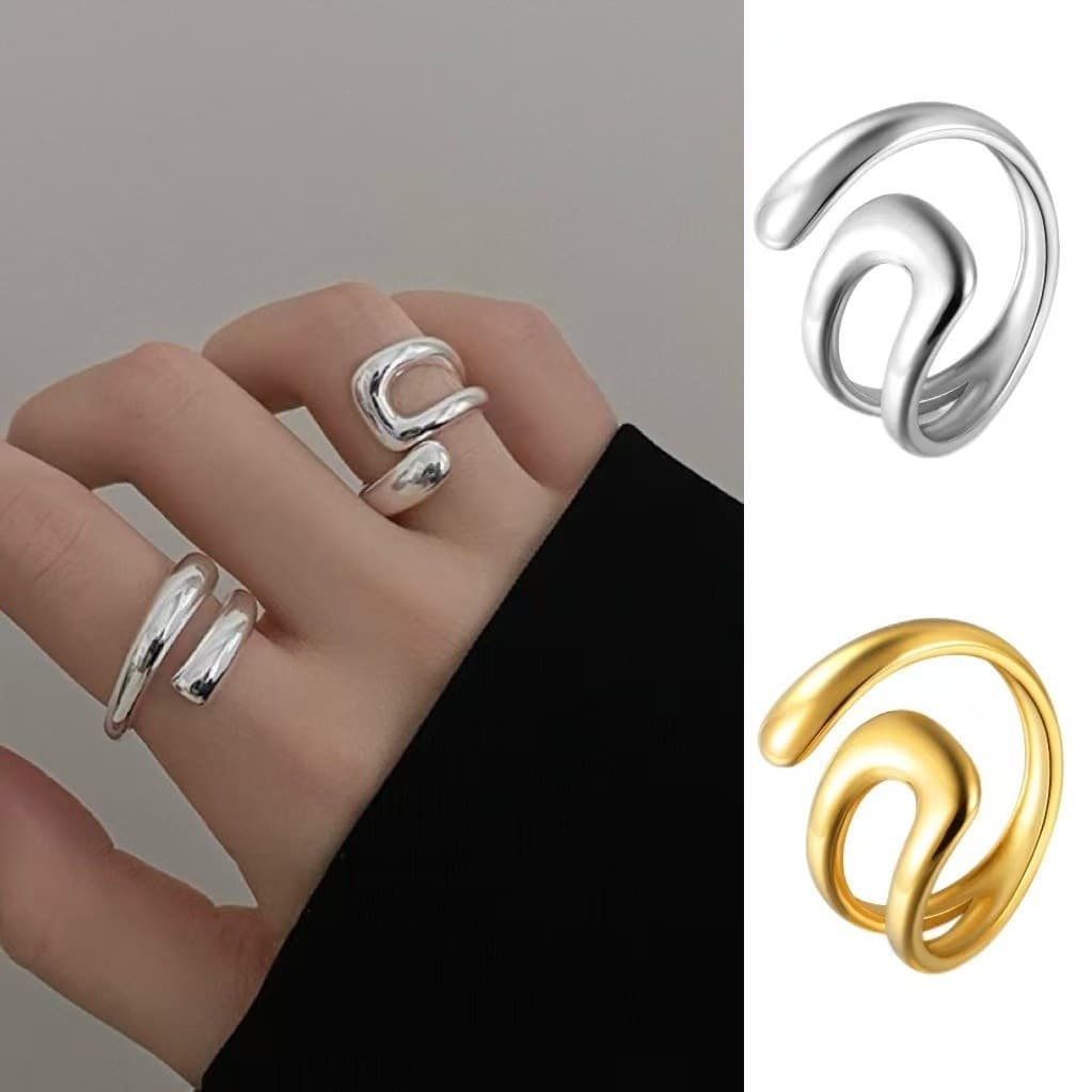 18K banhado a ouro simples prata ouro água gota anel senhoras casal noivado jóias novo estilo moda festa acessórios