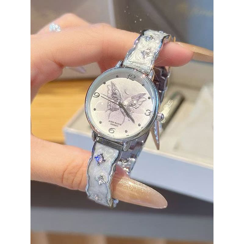 relogio feminino relogio feminino pequeno delicado Di Time Borboleta Pulseira Relógio Feminino Moda Luz Luxo Nicho Estud