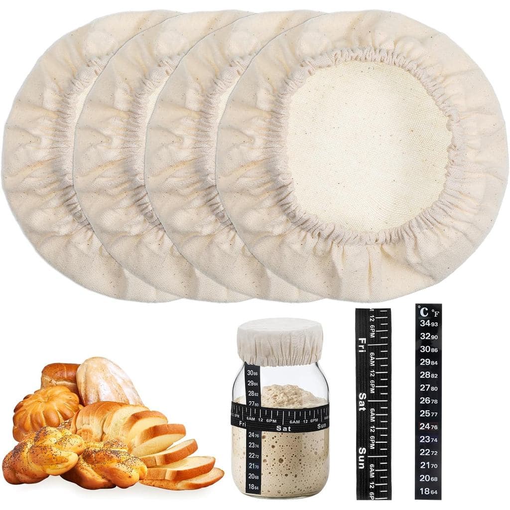 4 Peças de Coberturas de Algodão Reutilizáveis para Potes de Fermentação, Pequenas Tampas Respiráveis para Fermentação,