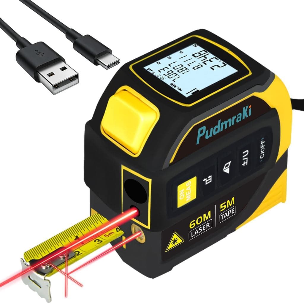 Medidor de Distância a Laser 4 em 1, 60m de Alcance, Medidor de Distância a Laser, 5m de Medição Digital, Medição de Áre