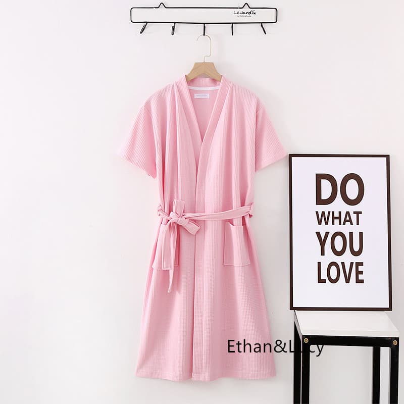 Algodão verão de secagem rápida roupão fino masculino feminino roupão de banho feminino verão absorvente Plus Size Waffl