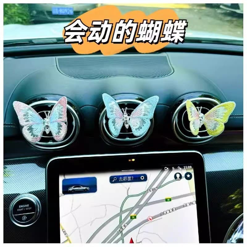 Borboleta móvel Console central do carro saída de ar decoração carro pequenos ornamentos série cura acessórios interiore