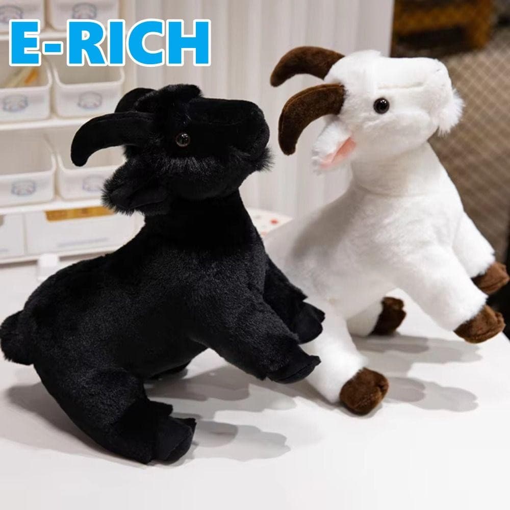 ERICH1 Boneca De Pelúcia De Cabra Bebê , Brinquedos Ovelha Com Chifres Fofos De Animais , Decoração De Quarto Adorável D
